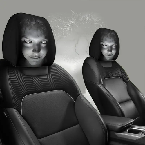 2 Piece Portrait Print Car Headrest Covers