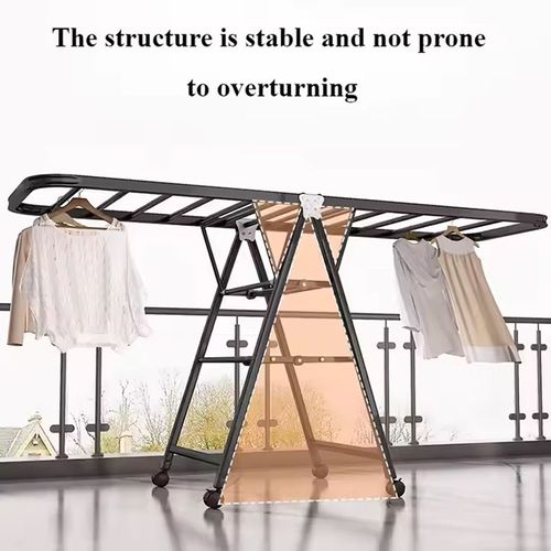 Portable Adjustable Wing-Style Clothes Drying Rack – Foldable Bedroom Garment Organizer
