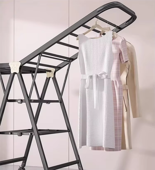 Portable Adjustable Wing-Style Clothes Drying Rack – Foldable Bedroom Garment Organizer