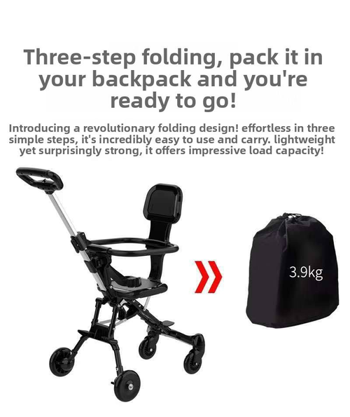 Lightweight, one-click folding stroller for children