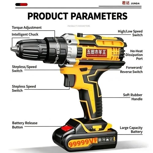 High-Power Cordless Impact Drill with Pure Copper Motor – Multifunctional Tool for Home & Industrial Use (Includes Electric Screwdriver Function)