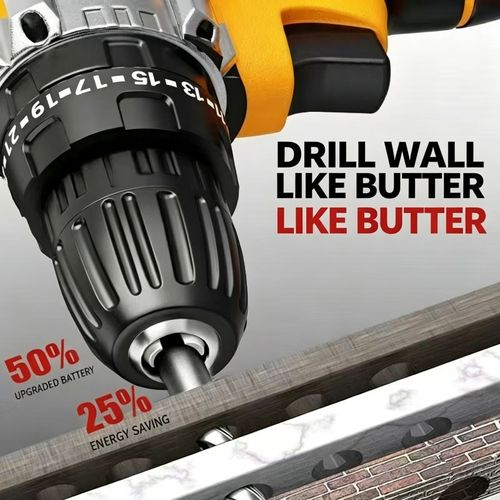 High-Power Cordless Impact Drill with Pure Copper Motor – Multifunctional Tool for Home & Industrial Use (Includes Electric Screwdriver Function)