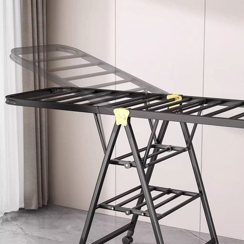Portable Adjustable Wing-Style Clothes Drying Rack – Foldable Bedroom Garment Organizer