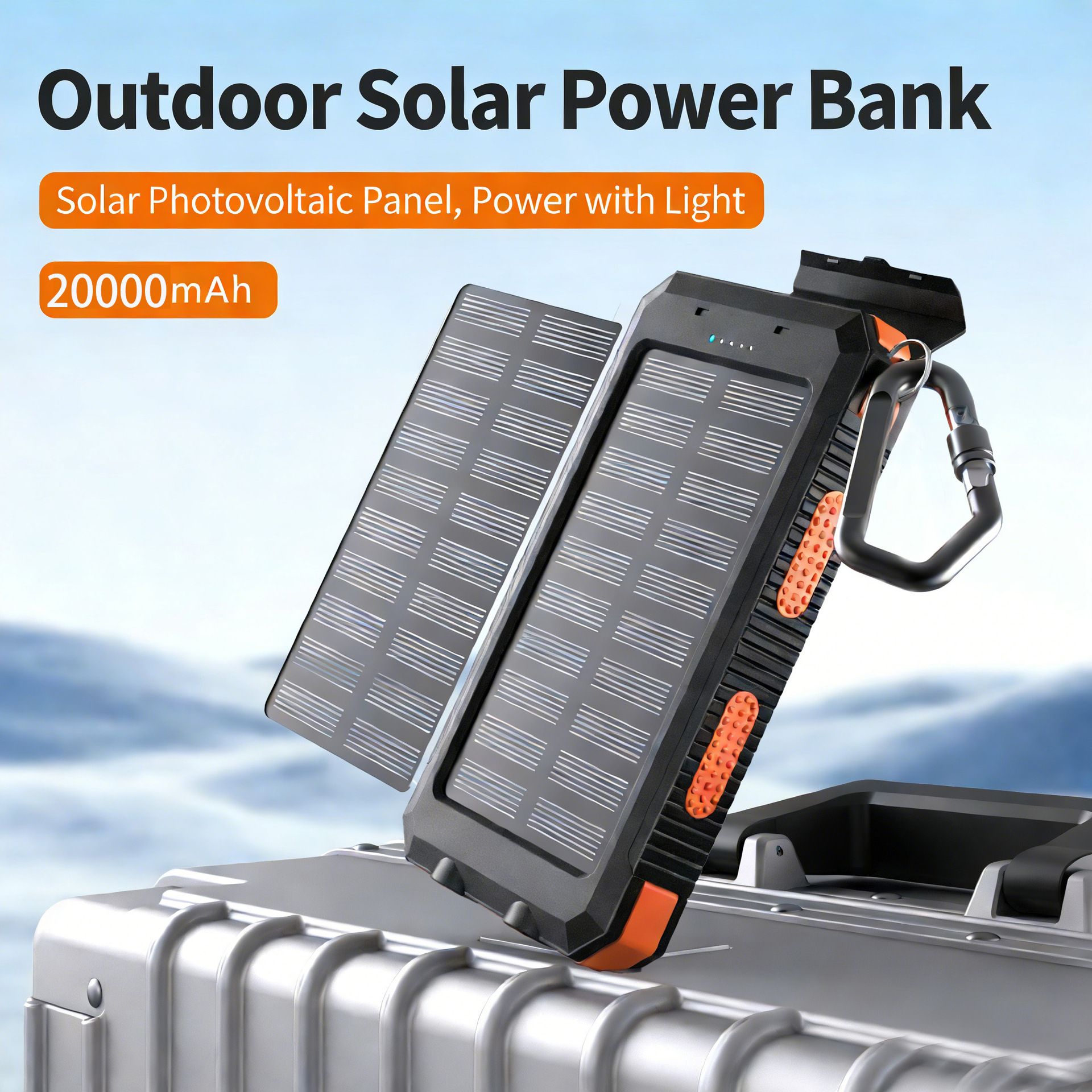 ⚡No Fear of Power Outage! 20000mAh Solar Power Bank with Compass, Flashlight & SOS