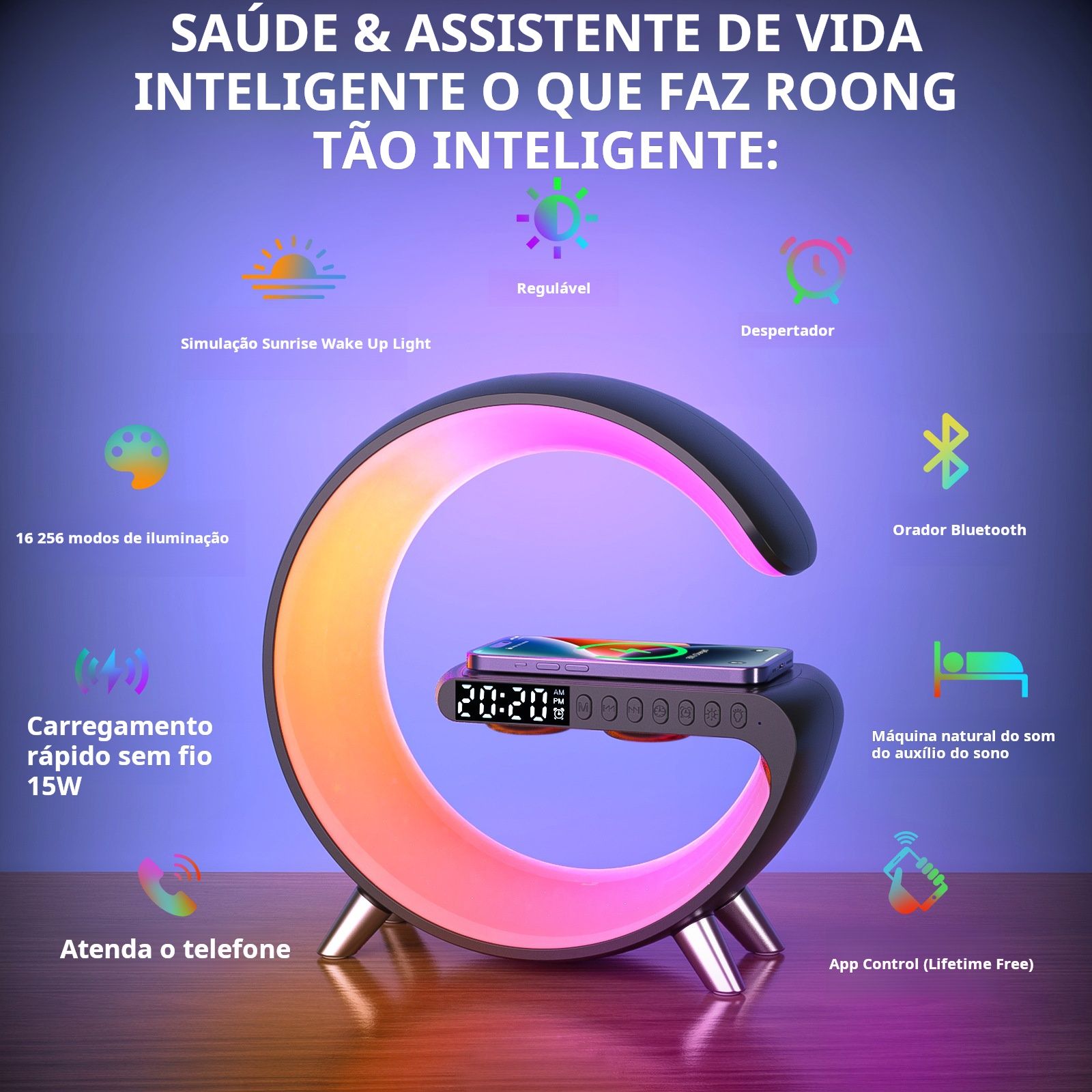 Altifalante despertador RGB com tema natalício