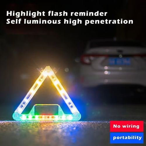 🌀Foldable Solar Powered 🚗Triangular Warning Light
