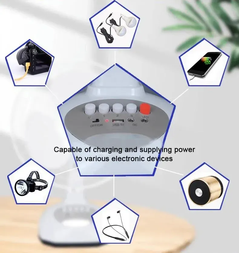 High Quality Home Use Cooling Battery Solar Electric Table Fan Rechargeable DC 12 Inch Wind Solar Fan with LED Lamp