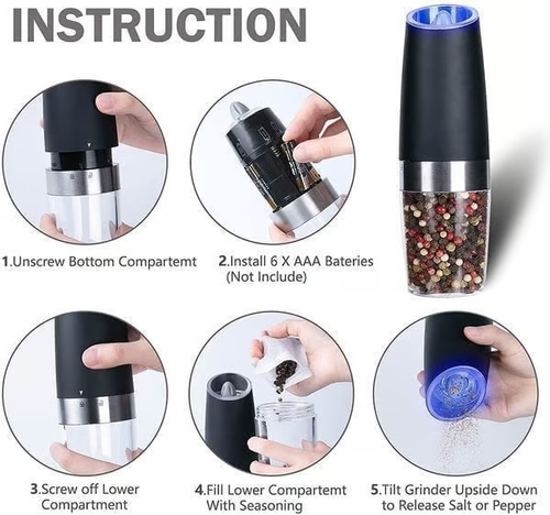 🔥Automatic Electric Gravity Induction Salt & Pepper Grinder