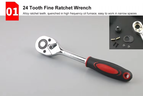 2025Hand Tools Set Adjustable Long Handle Ratchet Wrench 46pcs Car Repair Tool Kit