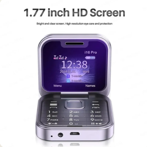 2024 New Mini Flip Cell Phone 2 SIM Card Small Display Foldable Mobile Phone