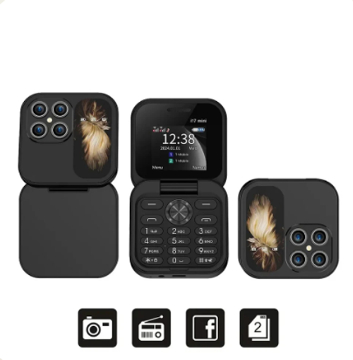 2024 New Mini Flip Cell Phone 2 SIM Card Small Display Foldable Mobile Phone