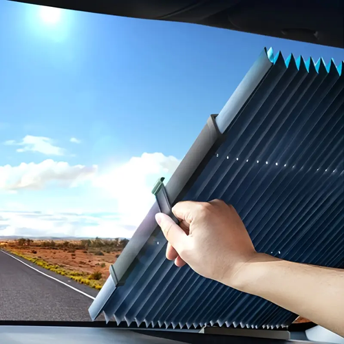 Easy to Install Automatic Retractable Car Sunshade - UV Resistant and Heat-insulating, Adhesive Sunshade Curtains
