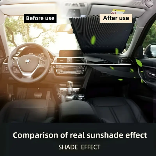 Easy to Install Automatic Retractable Car Sunshade - UV Resistant and Heat-insulating, Adhesive Sunshade Curtains