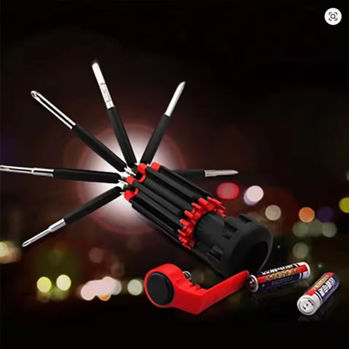 8 in 1 Slotted Phillips Screwdriver with LED Light Multitool Folding Screwdriver Bits Household Repair Tool