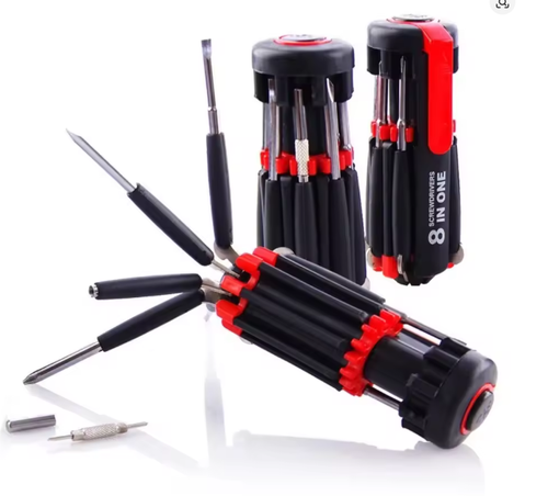 8 in 1 Slotted Phillips Screwdriver with LED Light Multitool Folding Screwdriver Bits Household Repair Tool