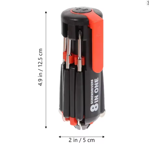 8 in 1 Slotted Phillips Screwdriver with LED Light Multitool Folding Screwdriver Bits Household Repair Tool