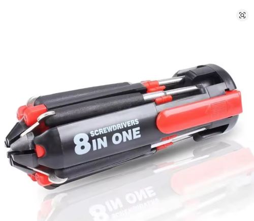 8 in 1 Slotted Phillips Screwdriver with LED Light Multitool Folding Screwdriver Bits Household Repair Tool