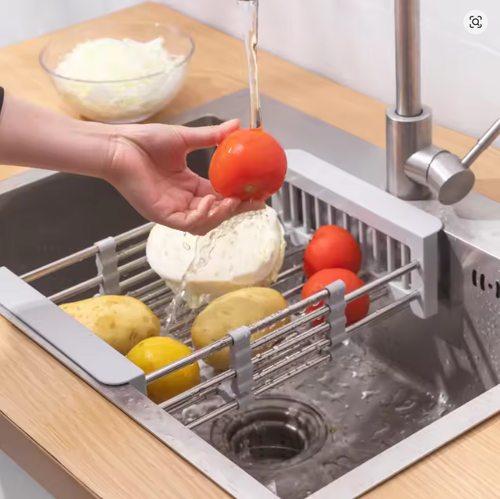 Kitchen Drain Rack Stainless Steel Retractable Sink Rack Storage Rack Household Tableware And Dishes Storage Rack