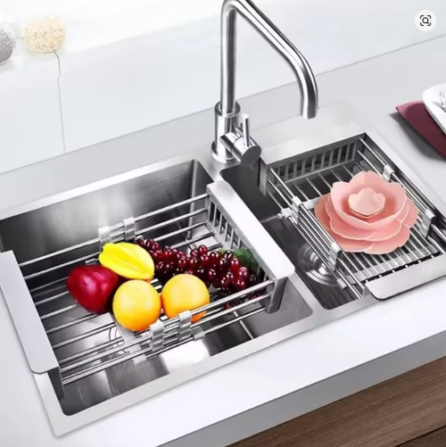 Kitchen Drain Rack Stainless Steel Retractable Sink Rack Storage Rack Household Tableware And Dishes Storage Rack
