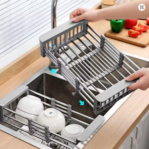 Kitchen Drain Rack Stainless Steel Retractable Sink Rack Storage Rack Household Tableware And Dishes Storage Rack