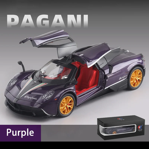1:24 Pagani sports car alloy car model with sound and light pull back steering metal car model