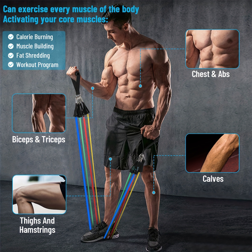 Resistance Bands with Handles for Home Workouts and Strength Training - Perfect for Yoga