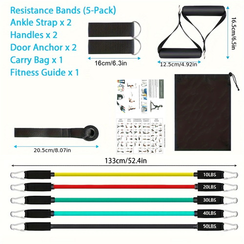 Resistance Bands with Handles for Home Workouts and Strength Training - Perfect for Yoga
