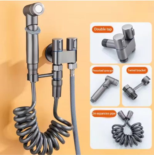 Hygienic Shower for Bathroom Toilet Bidet Faucet Double Outlet Angle Valve Shower Head Toilet Sprayer Douche Hygienic Shower