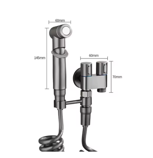 Hygienic Shower for Bathroom Toilet Bidet Faucet Double Outlet Angle Valve Shower Head Toilet Sprayer Douche Hygienic Shower