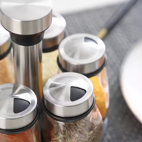 Spice Jar Glass Organizer Pepper Shakers Flavor Container Kitchen Salt Suger Bottle Flavouring Tank