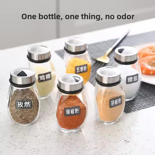 Spice Jar Glass Organizer Pepper Shakers Flavor Container Kitchen Salt Suger Bottle Flavouring Tank
