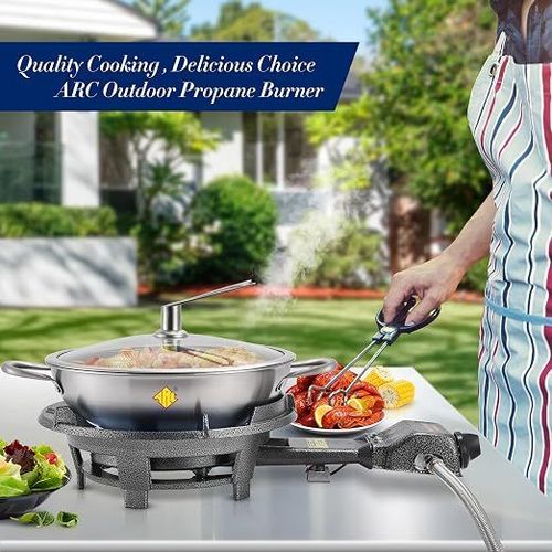 ARC 13  Cast Iron Wok Propane Burner 0-20 PSI Regulator w Steel Hose