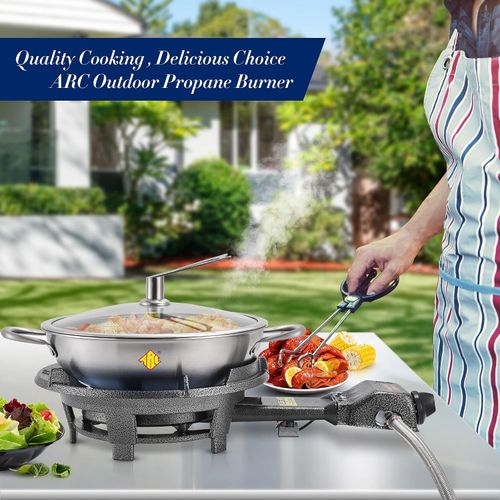 ARC 13  Cast Iron Wok Propane Burner 0-20 PSI Regulator w Steel Hose