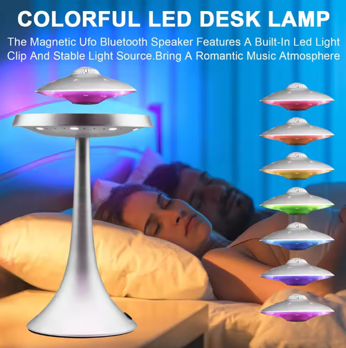 Magnetic Levitation LED Table Lamp with UFO Speaker Bluetooth Surround Sound