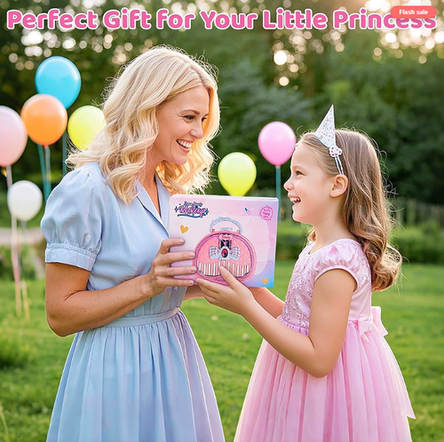 💄Kids Washable Makeup Toy Set with Portable Pink Handbag