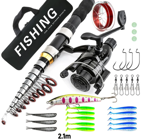 🎣 Complete Travel Fishing Gear Set‑Telescopic Fiberglass Rod with Storage Bag 🎒