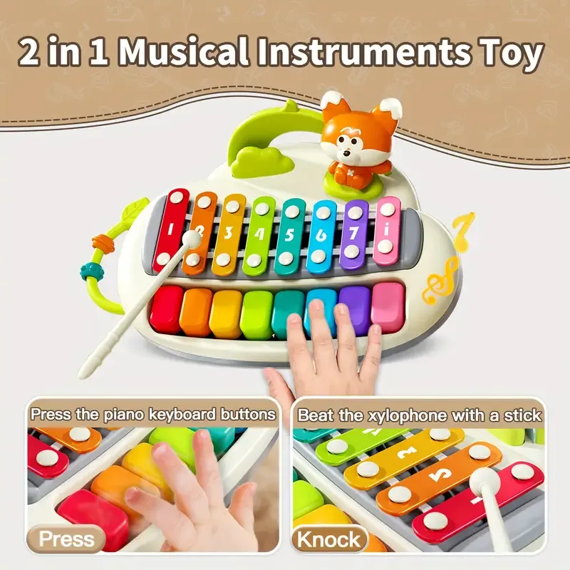 💡Toddler Piano and Xylophone - 2-in-1 Musical Instrument Toy👇