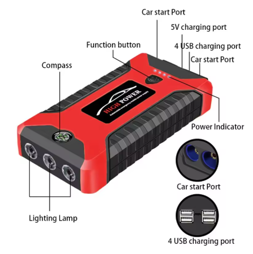 6000mAh Car Jump Starter 600A Portable Car  Device Car Starter