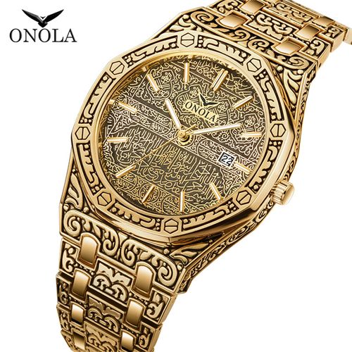 ElaborPremium Men's Business Light Luxury Timepiece - Sleek Octagonal Design, ate Heavy-Duty Gold-Embellished Dial, Glowing Luminous Hands & Scratch-Resistant Sapphire Glass