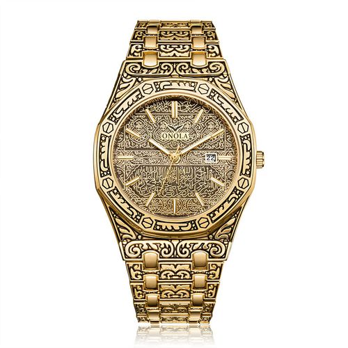 ElaborPremium Men's Business Light Luxury Timepiece - Sleek Octagonal Design, ate Heavy-Duty Gold-Embellished Dial, Glowing Luminous Hands & Scratch-Resistant Sapphire Glass