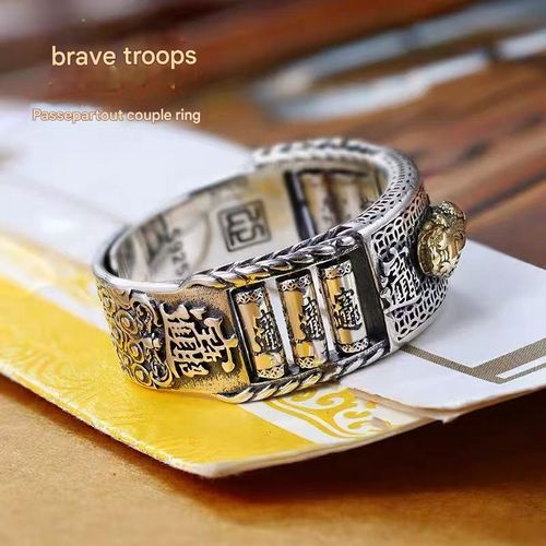 Fashionable Lucky Pixiu Rolling Ring: Blends national tide and retro vibes, with a unique design. Unisex, great for couples. Open-style for easy size adjustment. Adorned with delicate patterns and Pixiu (a traditional symbol of wealth), perfect for those seeking national tide style and good fortune.