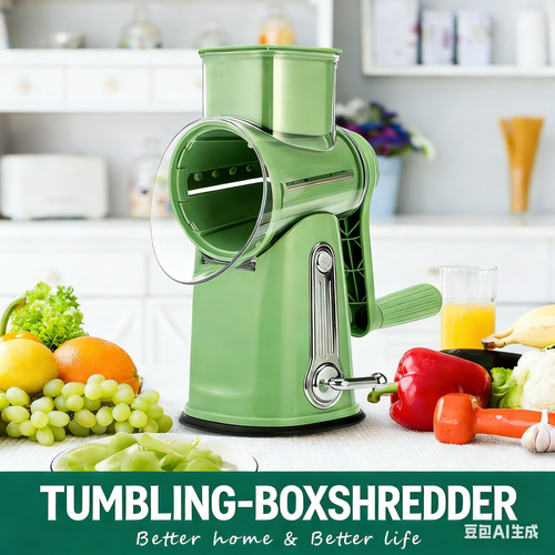 TUMBLING BOX SHREDDER 5 in 1 Manual Rotary Grater Fast Veggie Fruit Slicer Shredder Cutter with Safe Blades Perfect for Salads and Kitchen Prep