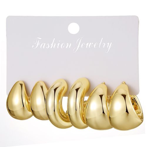 C-Shaped Drop Earrings with Premium Vibe (Carded): 9 Pairs of Simple Geometric Gold Metal Earrings for Women, Buy 1 Get 2 Free – Versatile Sparkle for Daily & Occasions