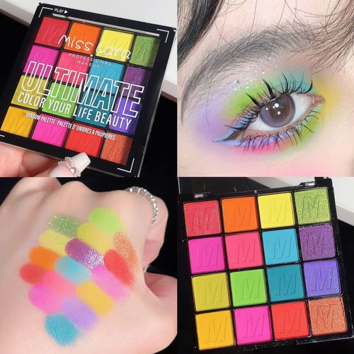 Misslara 16 Color Rainbow Candy Eyeshadow Palette Matte and Shimmer Fine Texture Vivid Color No Fallout Perfect Accent for Facial Makeup Dopamine Style。