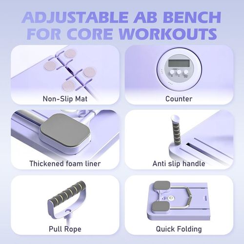 Foldable Core and Leg Workout Machine 24 Non Slip Pads Digital Timer Counter Portable Home Fitness Equipment for Abdomen Hips and Waist Training