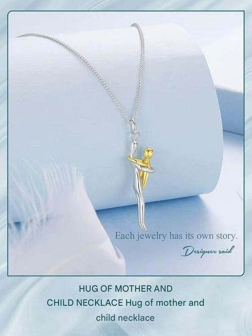 Delicate Healing Mother-Child Embrace Necklace: Intertwined Silver Color and Gold Color 3D Design, Wearing Mom's Hug, with Gift Box, A Warm Gift for Mom