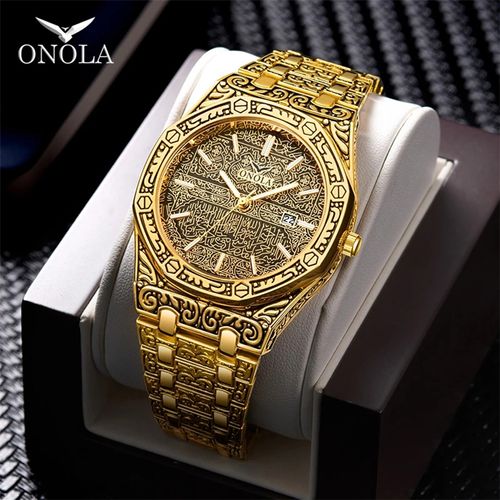 ElaborPremium Men's Business Light Luxury Timepiece - Sleek Octagonal Design, ate Heavy-Duty Gold-Embellished Dial, Glowing Luminous Hands & Scratch-Resistant Sapphire Glass