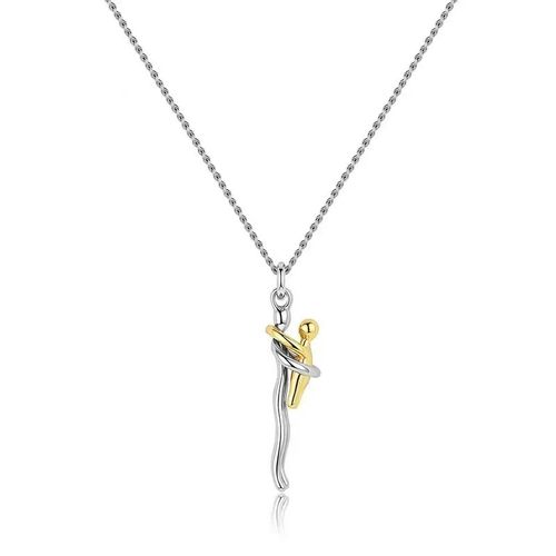 Delicate Healing Mother-Child Embrace Necklace: Intertwined Silver Color and Gold Color 3D Design, Wearing Mom's Hug, with Gift Box, A Warm Gift for Mom