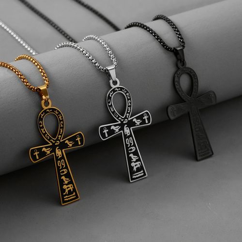 2026 New Titanium Steel Necklace Vintage Anka Cross Pendant Fashion Trend Necklace