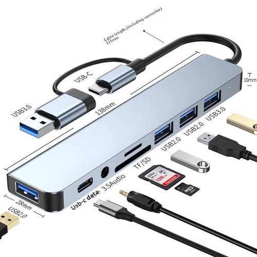 8-in-1 USB Hub with Audio Jack